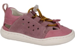 Sandalias niña Andanines barefoot de piel rimini dijon color burdeos rose cangrejeras muy comodas calzado respetuoso de Andanines con cierre de tira elastica deportivo de piel abierto muy comodos y flexibles by Anadanines made in Spain