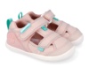 Sandalias niña Biomecanics barefoot color rosa y turquesa pique sandalias de loneta abierta cangrejeras Biomecanics con cierre de tira adherente calzado respetuoso muy comodo y flexible con puntera reforzada y plantilla extraible - Ítem1