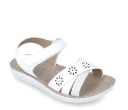 Sandalias niña Garvalin color blanco con picados sandalias muy comodas con cierre de velcro perfectas para combinar con cualquier look este verano