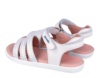 Sandalias niña Garvalin fabricadas en piel napa color blanc0 y escamas nacaradas con cierre de tira adherente para un perfecto ajuste Sandalias con tiras de Garvalin muy comodas elegantes y trending ideales para este verano - Ítem1