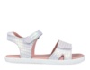 Sandalias niña Garvalin fabricadas en piel serraje color blanc0 y escamas nacaradas con cierre de doble tira adherente para un perfecto ajuste Sandalias de Garvalin muy comodas elegantes y trending ideales para este verano - Ítem1