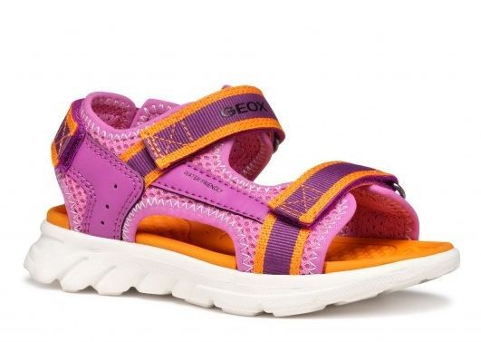 Sandalias niña Geox Airadyum color fucsia y naranja cierre de triple tira adherente para un perfecto ajuste Geox resistente al agua con tecnologia respira