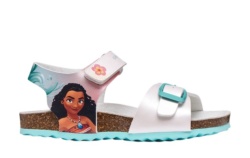 Sandalias niña Geox Vaiana de la factoria princesas Disneys Sandalias con suela bios de Geox con cierre de tira adherente y hebilla color blanc0 y azul watersea a las peques les encantara sentirse como en la peli Vaiana surcando el mar