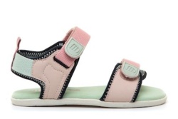 Sandalias niña Mustang barefoot color town pink nylon rosa verde y azul sandalias abiertas de calzado respetuoso muy comodas y flexibles con cierre de doble tira adherente Mustang free con certificado vegano by Mustang