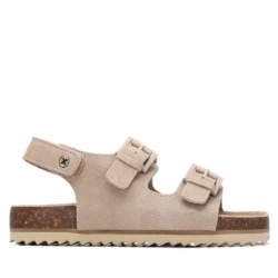 Sandalias niña Xti color beige sandalias de piel de serraje con suela bios de la marca Xti Urban Brand con platilla de piel muy cómodas con cierre de doble tira adherente en el talon y doble hebilla con tecnologia comfort tech y memory foam pro