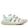 Sandalias niña Xti color verde aqua y lila cangrejeras de la marca Xti Urban Brand para trekking playa o piscina con certificado vegano muy cómodas con cierre de tira adherente y elasticos y tecnologia comfort tech y memory foam pro - Ítem1