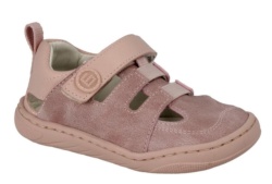 Sandalias niña barefoot de la marca Andanines Pontiac Pale color rosa cangrejeras de piel fabricadas en España calzado respetuoso con cierre de tira adherente y elasticos muy comodas y flexibles - Ítem