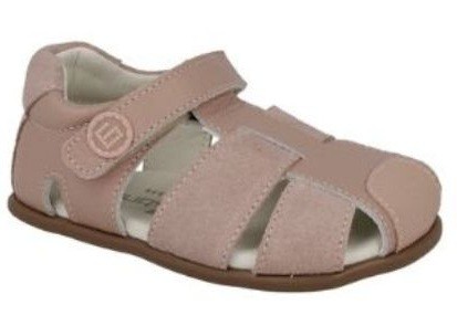 Sandalias niña barefoot de la marca Andanines modelo narok de piel dijon color nude y face cangrejeras de piel fabricadas en España calzado respetuoso con cierre de tira adherente cero drop muy comodas y flexibles made in Spain