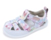 Sandalias niña barefoot de la marca Zapy modelo Brezo color azul blanc0 y estampado corazones cangrejeras Zapyflex de piel calzado respetuoso fabricado en España con cierre de tira adherente y puntera reforzada muy comodas y flexibles - Ítem1