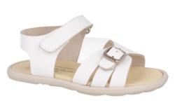 Sandalias niña de la marca Andanines barefoot color blanc0 con cierre de tira adherente y hebilla muy cómodas sandalias de calzado respetuoso de Andanines fabricadas en piel vaquetilla tendencia este verano y made in Spain