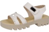 Sandalias niña de la marca Andanines color blanc0 con adorno espejo con cierre de tira adherente muy cómodas y con un poco de plataforma sandalias Andanines fabricadas en piel vaquetilla tendencia este verano y made in Spain - Ítem1