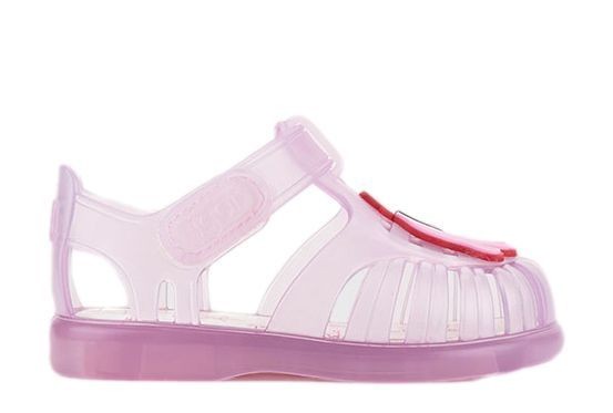 Sandalias niña de la marca Igor modelo Tobby con pulpo pirata color rosa cangrejeras Igor con cierre de velcro made in Spain muy comodas para playa y piscina