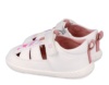 Sandalias niña de lona Garvalin barefoot color blanco con estampado de hadas y corazones zapatillas casual de lona de calzado respetuoso de Garvalin con cierre de tira adherente cangrejeras Garvalin muy comodas y flexibles ideales este verano - Ítem1