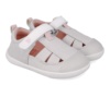 Sandalias niña de lona Garvalin barefoot color blanco pique metalizado zapatillas casual de lona de calzado respetuoso de Garvalin con cierre de tira adherente cangrejeras Garvalin soft and fun muy comodas y flexibles ideales este verano - Ítem1
