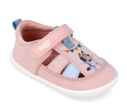 Sandalias niña de lona Garvalin barefoot color rosa con estampado de la franquicia Bluey zapatillas casual de lona de calzado respetuoso de Garvalin con cierre de tira adherente cangrejeras Garvalin muy comodas y flexibles