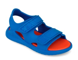 Sandalias niño Biomecanics color azul royal y naranja muy ligeras flexibles con cierre de doble tira adherente para un ajuste perfecto sandalias Biomecanics tipo californianas para mojar en playa o piscina ideales este verano