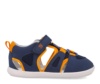 Sandalias niño Garvalin barefoot de rejilla de color azul y naranja cangrejeras de lona de calzado respetuoso de Garvalin con cierre de tira adherente y elasticos muy comodas y flexibles fabricadas por Garvalin soft and fun - Ítem4