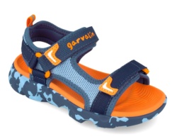 Sandalias niño Garvalin color azul naranja y camuflaje muy ligeras flexibles con cierre de doble tira adherente para un ajuste perfecto sandalias Garvalin tipo californianas para mojar en playa o piscina ideales este verano