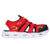 Sandalias niño Skechers HydroFlare Saurus motor machine numero 92 con luces en la suela y en los focos que se activan al caminar cangrejeras de la marca Skechers rojo y negro muy ligeras con cierre de tira adherente y elasticos super divertidas - Ítem1