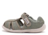 Sandalias niño barefoot Zapy modelo Sabina color verde musgo calzado respetuoso vegano Zapiflex cangrejeras de lona con cierre de tira adherente made in Spain muy comodas - Ítem1
