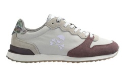 Sneakers Scalpers Skull Insignia Girls color gris y morado con animal print en la parte trasera zapatillas niña Scalpers kids textil con cierre de cordones muy comodas y marca de tendencia