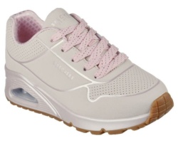 Sneakers Skechers cool heels Los Angeles Street color beig y rosa air cooled y memory foam zapatillas niña Skechers muy comodas y trending con cierre de cordones