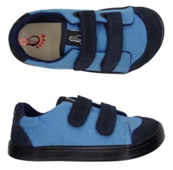 Zapatillas Bar3foot azul y azul marino calzado respetuoso barefoot muy comodos y perfectas para pies anchos con doble velcro fabricadas en la union europea - Ítem
