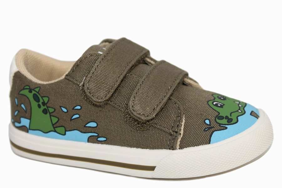 picnic fama ornamento Zapatillas Chicco Golf de lona verde kaki con cocodrilo | Mysweetstep