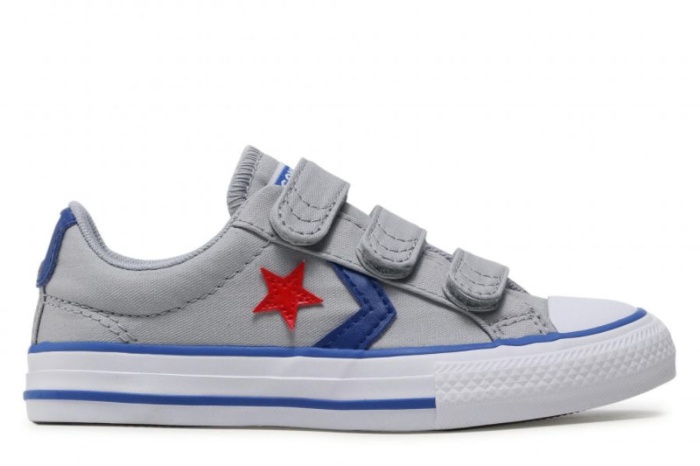 converse grises con azul