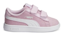 Zapatillas Puma Smash v2 sneakers Puma rosa perlado y blanco doble velcro