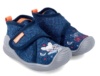 Zapatillas de Casa Biomecanics twin azul marino con texto sweet dreams y gatito durmiendo pantuflas Biohome para gateo y primeros pasos - Ítem1