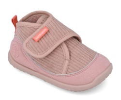 Zapatillas de casa niña Biomecanics barefoot gama Biohome color old rose rosa de pana y microfibra pantuflas gama biogateo para gateo y primeros pasos muy comodas y flexibles lavables a mano