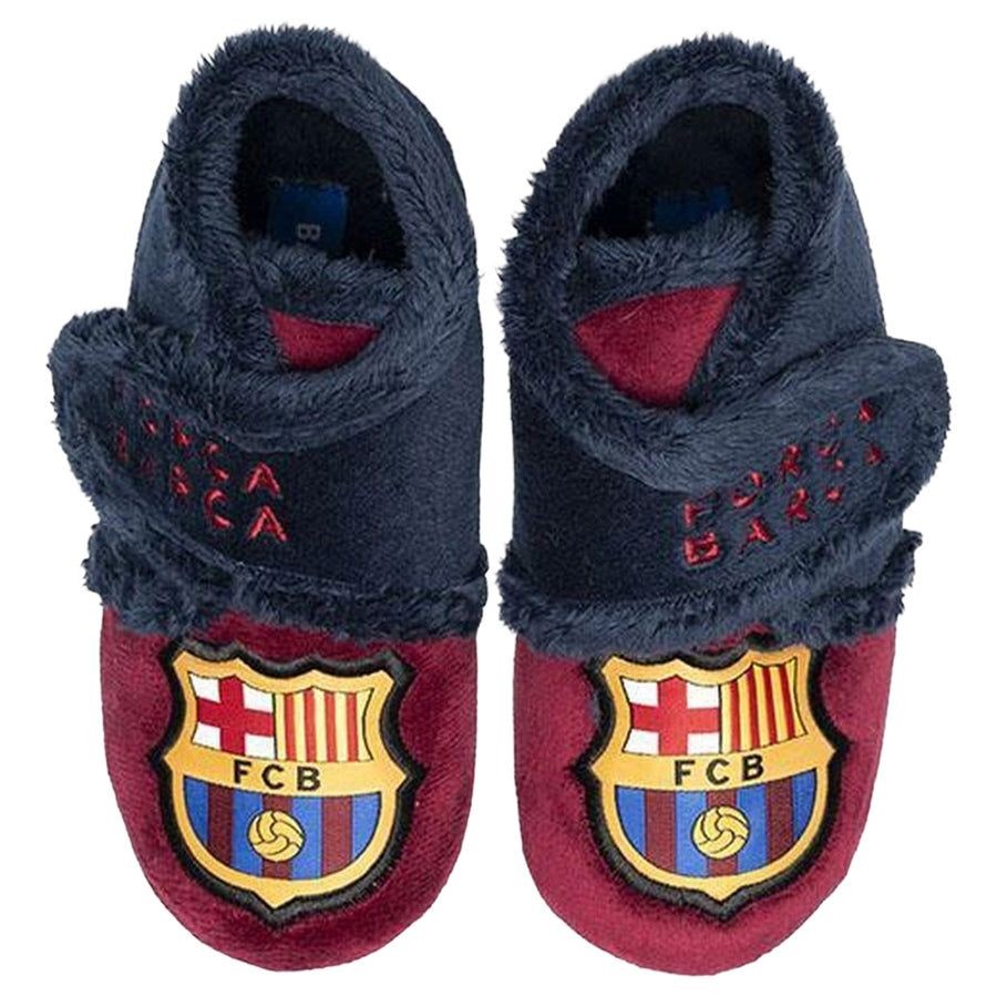 Zapatillas de casa niño Marpen oficiales del FC Barcelona color blaugrana con escudo del Barça pantuflas oficiales y originales del Barça muy comodas y calentitas ideales para regalar y disfrutar de un partido de futbol en casa made in Spain