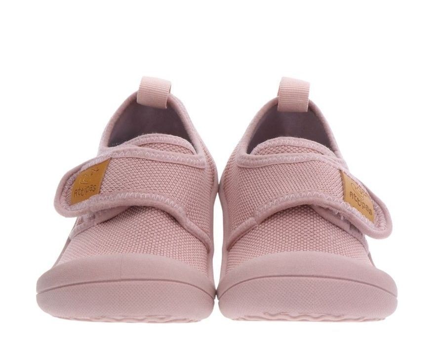 Zapatillas niña Attipas modelo Skin shoes classic barefoot color rosa pink con certificado Umana calzado respetuoso para primeros pasos de Attipas muy comodas y flexibles fabricadas en suave tejido de algodón con cierre de tira adherente