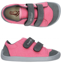 Zapatillas niña Bar3foot color gris y rosa calzado respetuoso barefoot fabricadas en europas sneakers Bar3foot muy ligeras y comodas con cierre de velcro - Ítem