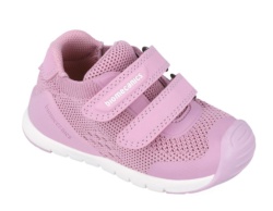 Zapatillas niña Biomecanics de rejilla rosa zapato basico sport respetuoso con el desarrollo natural del pie para gateo y primeros pasos con cierre de tira adherente plantilla antibacterina always dry