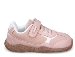 Zapatillas niña Chetto Baby Free barefoot modelo Mesh rosa y blanc0 con suela marron deportivas para peques calzado respetuoso de la marca Chetto ligeras comodas y muy flexibles con cierre de tira adherente y elasticos by Chetto designed in Spain