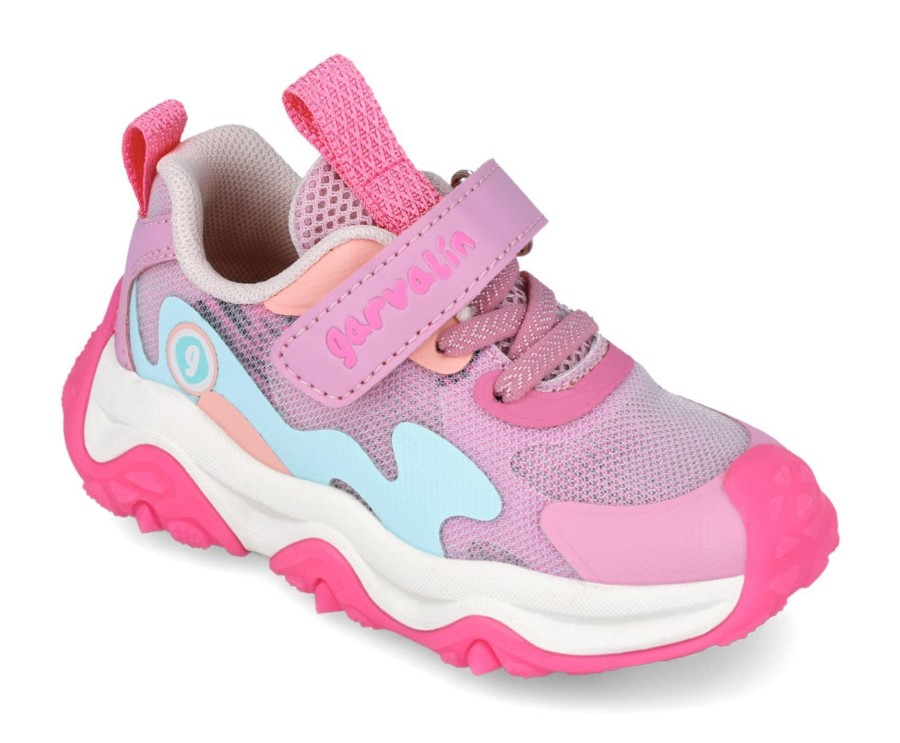 Zapatillas niña Garvalin color rosa multicolor deportivos Garvalin con cierre de tira adherente y elasticos muy comodas y ligeras para cualquier actividad al aire libre