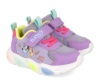 Zapatillas niña Garvalin con luces y con estampado de la franquicia Bluey y Bingo puntera reforzada cierre de tira adherente y elasticos deportivo de color lila y multicolor con luces - Ítem1