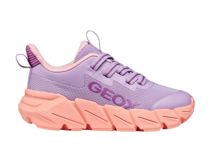 Zapatillas niña Geox modelo Flexyper fast color lila y coral deportivas by Geox respira con cierre de elasticos unos deportivos muy trending super ligeros y comodos y con la calidad de Geox respira ideales para todo uso