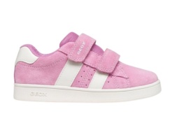 Zapatillas niña Geox modelo J Eclyper color rosa y blanc0 deportivas de piel Geox respira con cierre de doble tira adherente sneakers para niña by Geox muy trending comodos y con la calidad de Geox respira