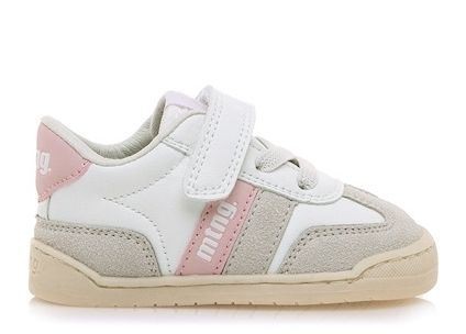 Zapatillas niña Mustang Free barefoot color Modern white y Losfo light blanc0 y rosa deportivas para peques calzado respetuoso con certificado vegano muy comodas y muy flexibles con cierre de tira adherente y elasticos