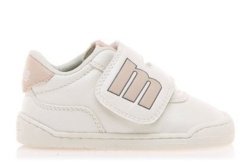 Zapatillas niña Mustang colegiales barefoot color usain blanc0 y nude calzado respetuoso de Mustang con cierre de doble tira adherente deportivos escolares casual muy comodos y flexibles