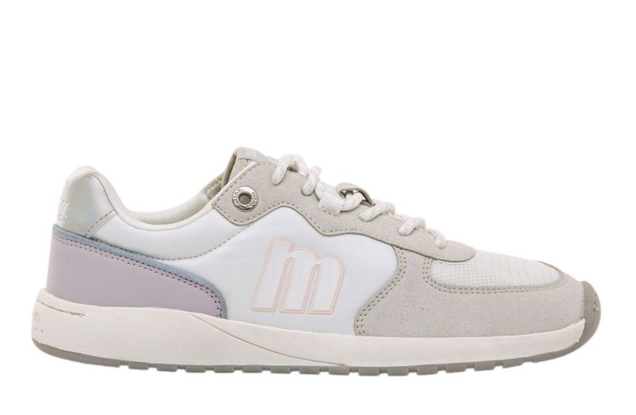 Zapatillas niña Mustang free barefoot textil color Plity off white Lety white Raz Silver blanc0 gris malva y plata con cierre de cordones para juniors y con plantilla de trasición para los no acostumbrados al calzado barefoot muy comodas y veganas