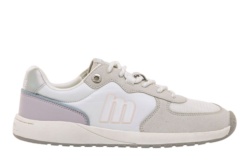 Zapatillas niña Mustang free barefoot textil color Plity off white Lety white Raz Silver blanc0 gris malva y plata con cierre de cordones para juniors y con plantilla de trasición para los no acostumbrados al calzado barefoot muy comodas y veganas