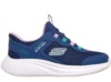 Zapatillas niña Skechers Slip-Ins modelo Bouncer Pro Step One color azul navy y malva con elasticos y sistema hands free para ponerselas sin manos muy ligeras y muy comodas lavables en lavadora con sistema air cooled y memory foam by Skechers - Ítem4