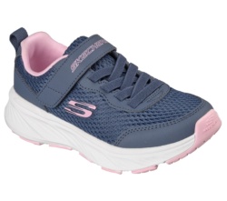 Zapatillas niña Skechers Smooth Journey color azul navy y lavanda con cierre de tira adherente y elasticos deportivas Skechers muy ligeras con sistema easy on easy off lavables en lavadora diseñadas en Los Angeles