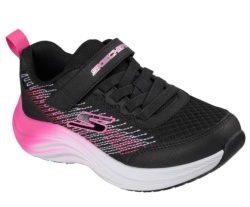 Zapatillas niña Skechers modelo Elite Sport Pulse color negro y rosa intenso deportivas Skechers muy comodas con cierre de tira adherente y elasticos lavables en lavadora y con sistema easy on off con absorbing foam y suela con extra agarre