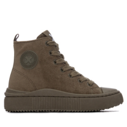 Zapatillas niña Xti tipo bota color verde kaki zapatillas urbana de Xti con cierre de cordones y cremallera lateral con certificado Vegano muy bonitas combinables con cualquier look by con tecnologia comfort tech y memory foam pro Xti The Urban Brand