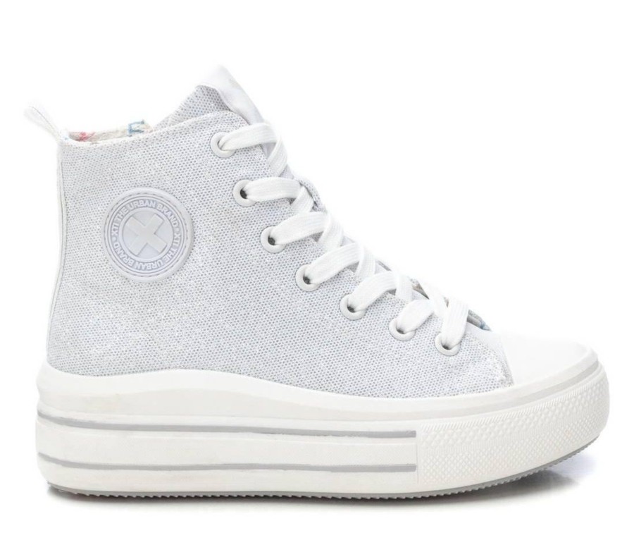 BOTAS TIPO CONVERSE PLATA GLITTER
